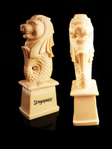 Carved Lion Fish statue - vintage mythical protectors - Japanese guardian lion - - £75.93 GBP