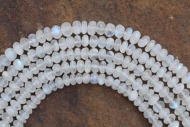 Natural, 8 inch faceted rainbow MOONSTONE rondelle  beads  gemstone briolette be - £26.25 GBP