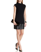 Ted Baker London Feabee Scallop Leather Hem Dress Sz 1 (US 0-2) Black - $125.14