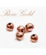 14k solid ROSE PINK gold 5mm 6mm 7mm  round polish beads  (price for 5 p... - £41.20 GBP