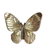 Gold Tone Butterfly Ring Sz 6.5 Statement Piece  Enamel Glaze Shine - $14.00