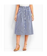 TALBOTS Blue &amp; White Summer Candy Stripe Midi Skirt Size 16 Nautical Preppy - £30.05 GBP