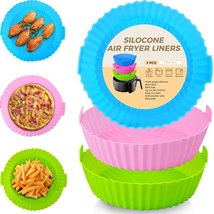 3Pcs Air Fryer Silicone Liners 8Inch Air Fryer Silicone Pot Reusable Food Grade  - £15.95 GBP
