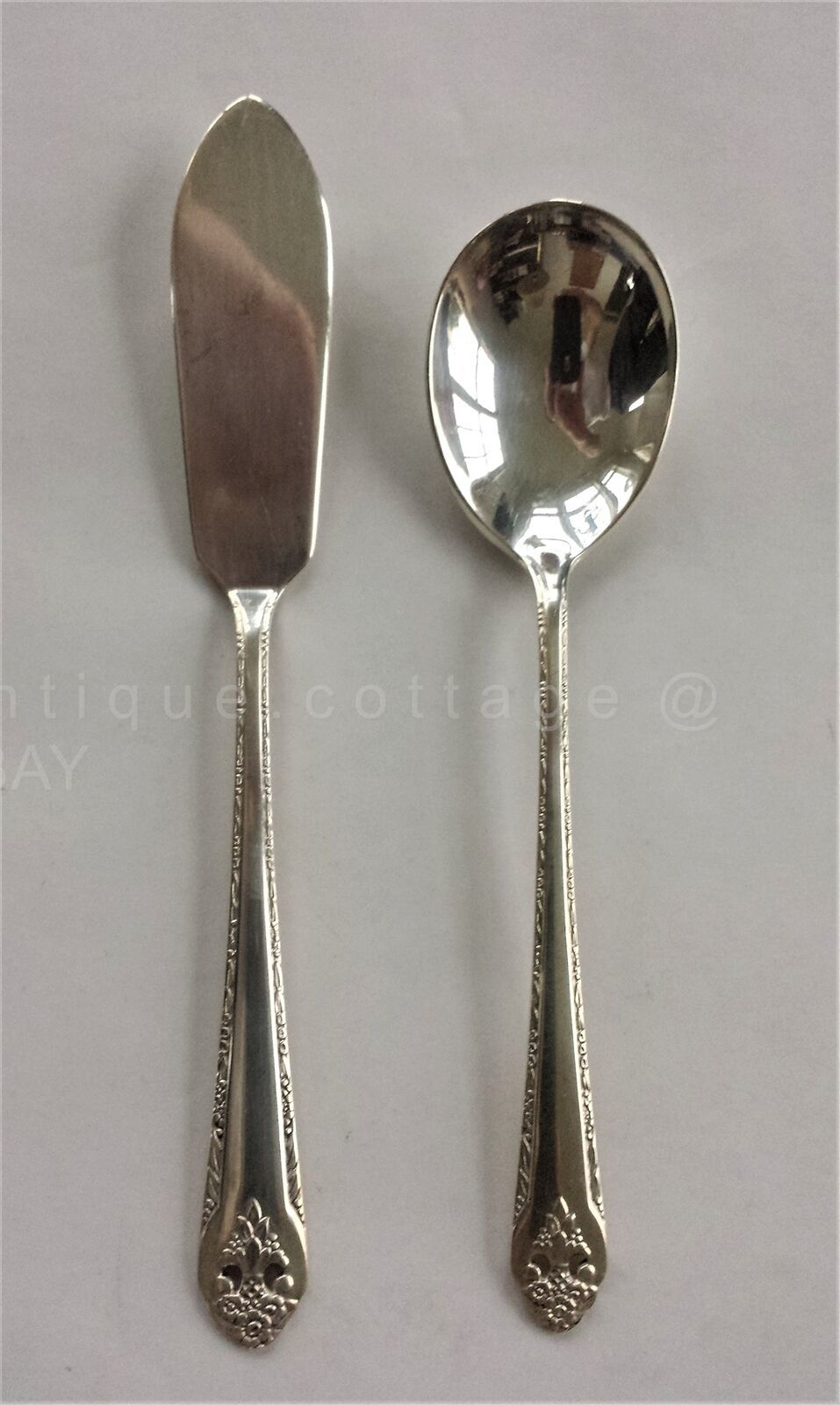 Primary image for HOLMES EDWARDS INLAID silverplate LOVELY LADY flatware BUTTER KNIFE SUGAR SPOON