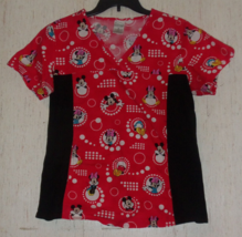 EXCELLENT WOMENS Disney Minnie &amp; Mickey Mouse W/ POLKA DOTS SCRUBS TOP  ... - $31.94 CAD