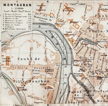 Map Montauban Southern France Rare 1914 Lithograph WW1 Street Mini Sheet DWAA20B - £31.63 GBP
