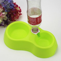 Cat Water Dispenser Pet Automatic Double Bowl Water Feeder Green Color - £6.22 GBP