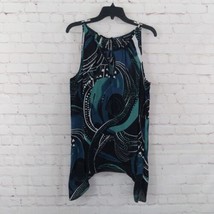 Ashley Stewart Top Womens 14/16 Black Blue Geometric Sleeveless Shark Bi... - $21.99