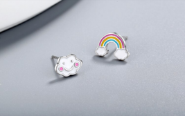 925 Sterling Silver Rainbow &amp; Cloud Earrings - FAST SHIPPING!!! - £7.98 GBP