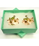 Screw-On Poly Resin Earrings, Pink Flowers, Vintage Costume Jewelry, JWL... - $8.77