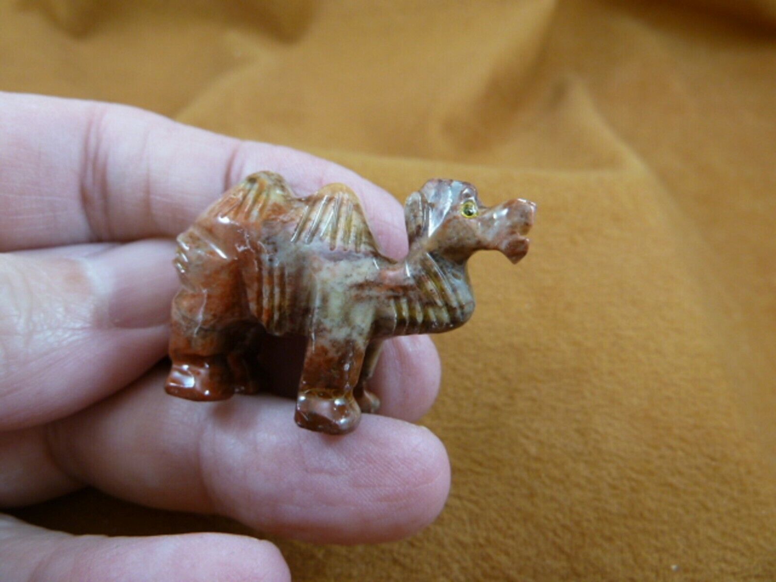Y-CAM-5) red CAMEL camels desert SOAPSTONE FIGURINE gemstone carving dro... - $8.59