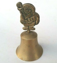Santa Brass Bell Christmas Decorative Bedside Bell With Elf Handle 4 1/4&quot; - £5.59 GBP