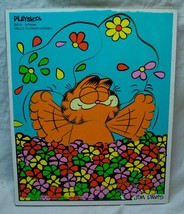 Playskool Vintage Garfield In Flowers Wooden Frame Tray 9 Piece Puzzle - £15.82 GBP