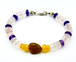 Purple Amethyst Crystal Rondelle Bead Bracelet Child Size 6.25 in - $29.70