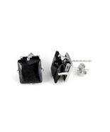 Pierced Black Square Cubic Zirconia Stud Earrings Mens/Womens Sparkling ... - €3,78 EUR+