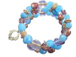 Israeli artist unique Triple stranded crystals hamsa bracelet - £25.91 GBP