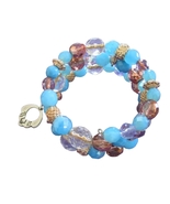 Israeli artist unique Triple stranded crystals hamsa bracelet - £26.13 GBP