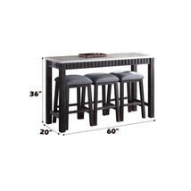 Necalli 4Pcs Pack Counter Height Table Set, Marble Top &amp; Weathered Espresso - $18,416.59 MXN