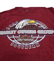 Vintage Harley Davidson Maroon Tee HOG Rally 1994 Asheville L USA Single... - $702.97 MXN