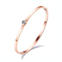 Lokaer Trendy Rose Gold Plated Stainless Steel Bangles For Women Mosaic Cubic Zi - £11.97 GBP