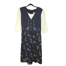 Vintage Kari&#39;s Korner Womens Size 18 WP Dress Layered Floral Vest Embroi... - £20.45 GBP