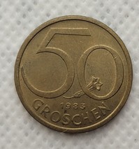 1983 Austria 50 Groschen Coin AU  Aluminum Bronze Money  - $1.12