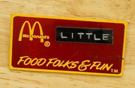 Vintage Pinback Button McDonalds Employee Badge Food Folk &amp; Fun Oblong P... - $14.84