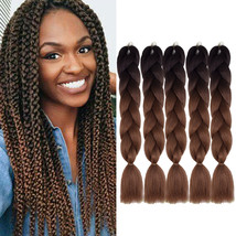 Doren Jumbo Braids Synthetic Hair Extensions 5pcs, T22 black-light brown - £19.44 GBP