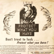 1944 Insurance Company Of North America Advertisement WW2 Era Protection... - $24.99