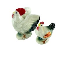 Rooster Bird Family Figurines 2 Bone China Handcrafted Hand Painted - £12.12 GBP