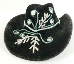 Holiday Mexican Hat Ornaments Velveteen With Beads Black Brown and Red S... - £10.81 GBP