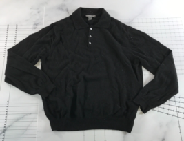 Saks Fifth Avenue Cashmere Sweater Mens Large Black Collared Polo Long S... - £34.95 GBP