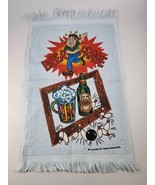 Vintage 1970s Blue Bowling Towel Towel Beer Frame 18&quot; x 11&quot; Made in USA - $12.86