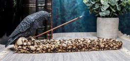 Macabre Raven Crow Perching On Heap Of Skull Incense Burner or Holder - $24.95
