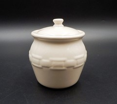 Longaberger Woven Traditions Almond Sugar Bowl Jam Jelly Jar Small Crock - $15.99