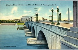 Bridges Postcard Arlington Memorial Bridge and Lincoln Memorial Posted 1939 - £9.24 GBP