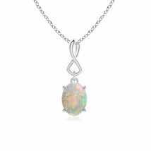 ANGARA 8x6mm Natural Opal Dangle Pendant with Infinity Loop Bale in Silver - £148.11 GBP+