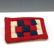 Vintage Mini Patchwork Quilt Brooch, Hand Crafted Red White and Blue Squares Pin - £20.17 GBP