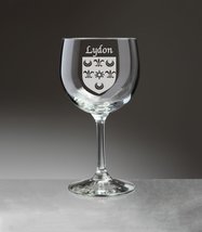 Lydon Irish Coat of Arms Red Wine Glasses - Set of 4 (Sand Etched) - £54.35 GBP