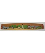 MSC) Vintage Decorative Village Country Scene Wooden Wall Hanging 36&quot; Long - £23.84 GBP