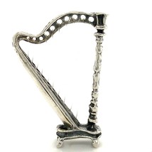 Vintage Sterling Signed 925 Stringed Harp Musical Instrument Figure Miniature - £27.86 GBP