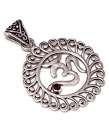 Mexican Red Apatite Gemstone 925 Silver Overlay Handmade Ohm Om Yoga Pen... - $13.60 CAD