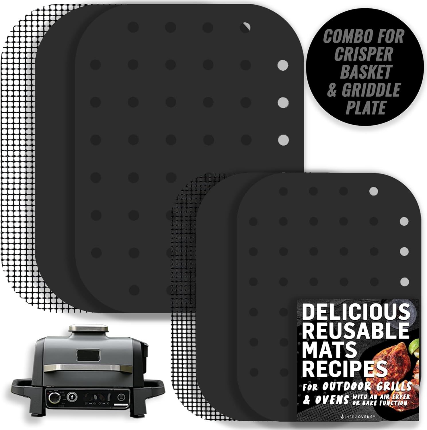 The Ninja Woodfire Outdoor Grill And Smoker Reusable Mats Are Dishwasher... - $37.23