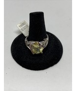 Stunning Silver Tone Round Simulated Light Yellow Stone Ring  Size 10 KG - €12,69 EUR