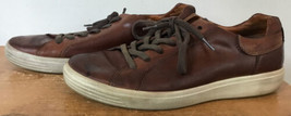 Ecco City Euro Style Brown Leather Lace Up Sneakers Mens Shoes 10 44 - $36.99