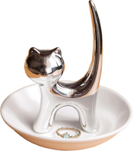 Ring Holder Dish, Sliver Cat, Jewelry Storage for Women, Cat Lover Gifts, Christ - £23.06 GBP