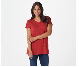 Belle by Kim Gravel Grey Pearl Drop Shoulder Front Vent Top Claret Red, Small - £10.98 GBP