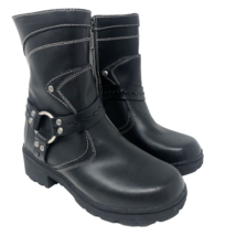 Milwaukee Daredevil Black Leather Motorcycle Boots Womens Size 6.5 C Moto MVB239 - £35.31 GBP