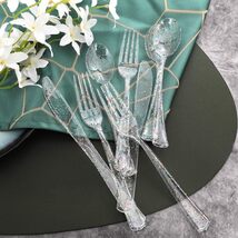 Sparkle Clear Plastic Silverware – 360 Pcs 120 Forks, 120 Knives, 120 Sp... - $24.95