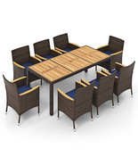 9 Piece Outdoor Dining Set with Acacia Wood Table Top-Navy - Color: Navy - €742,48 EUR